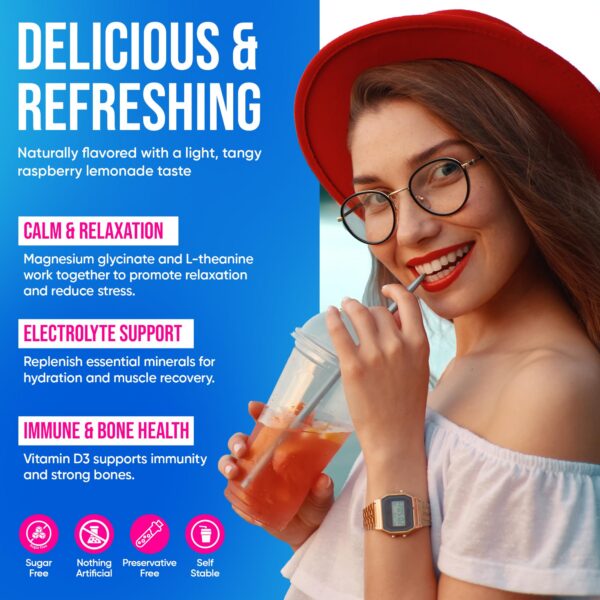 Empaque de VITAMUSE magnesio adaptogénico frambuesa limón