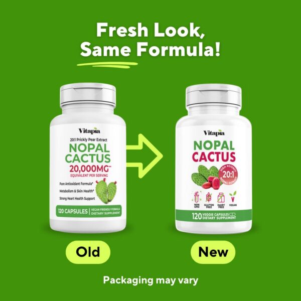 Cápsulas vegetarianas de extracto nopal cactus Vitapia para bienestar