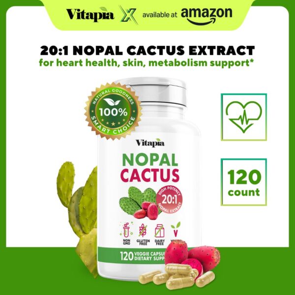 Caja del suplemento cápsulas vegetales de nopal cactus Vitapia