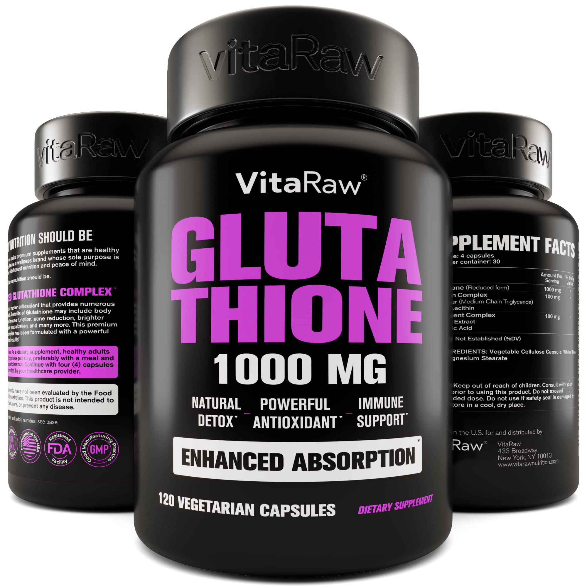 VitaRaw Glutathione, 1000 mg