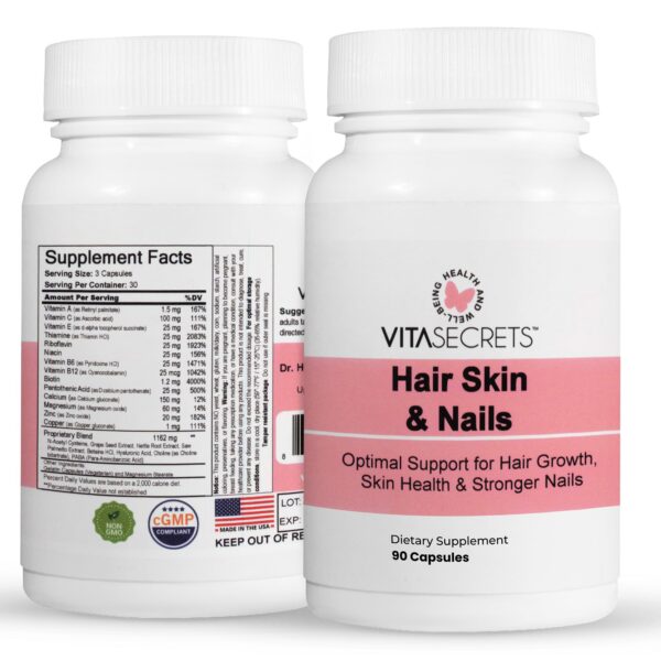 Etiqueta lateral de Vitasecrets Hair, Skin & Nails