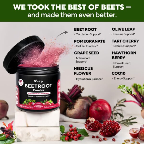 Frasco y taza mostrando sabor bayas