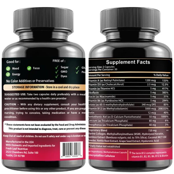 Etiqueta del producto VITBOOST B12 con ácido hialurónico