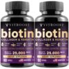 Vitboost biotina con ácido hialurónico y colágeno suplemento para cabello y uñas