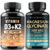 Frasco de VitBOOST Complejo D3 K2 con glicinato de magnesio cápsulas