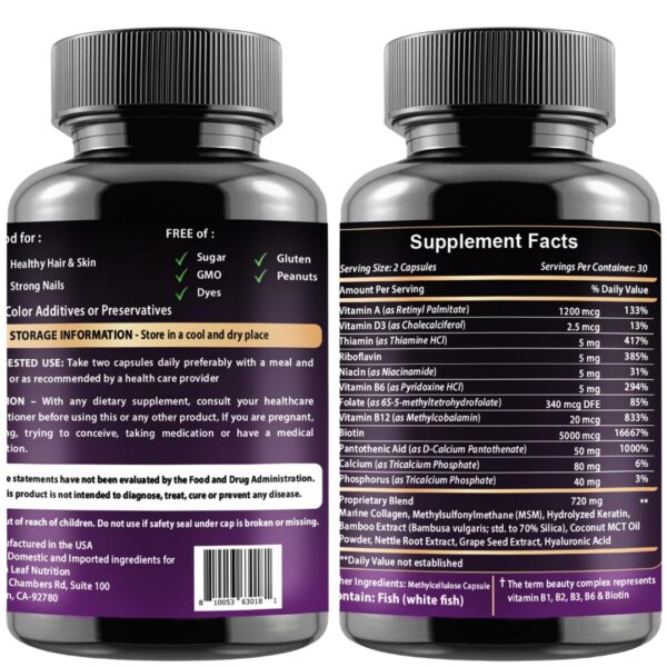 Version 1.0.0 Etiqueta de producto VITBOOST Biotina Colágeno Queratina