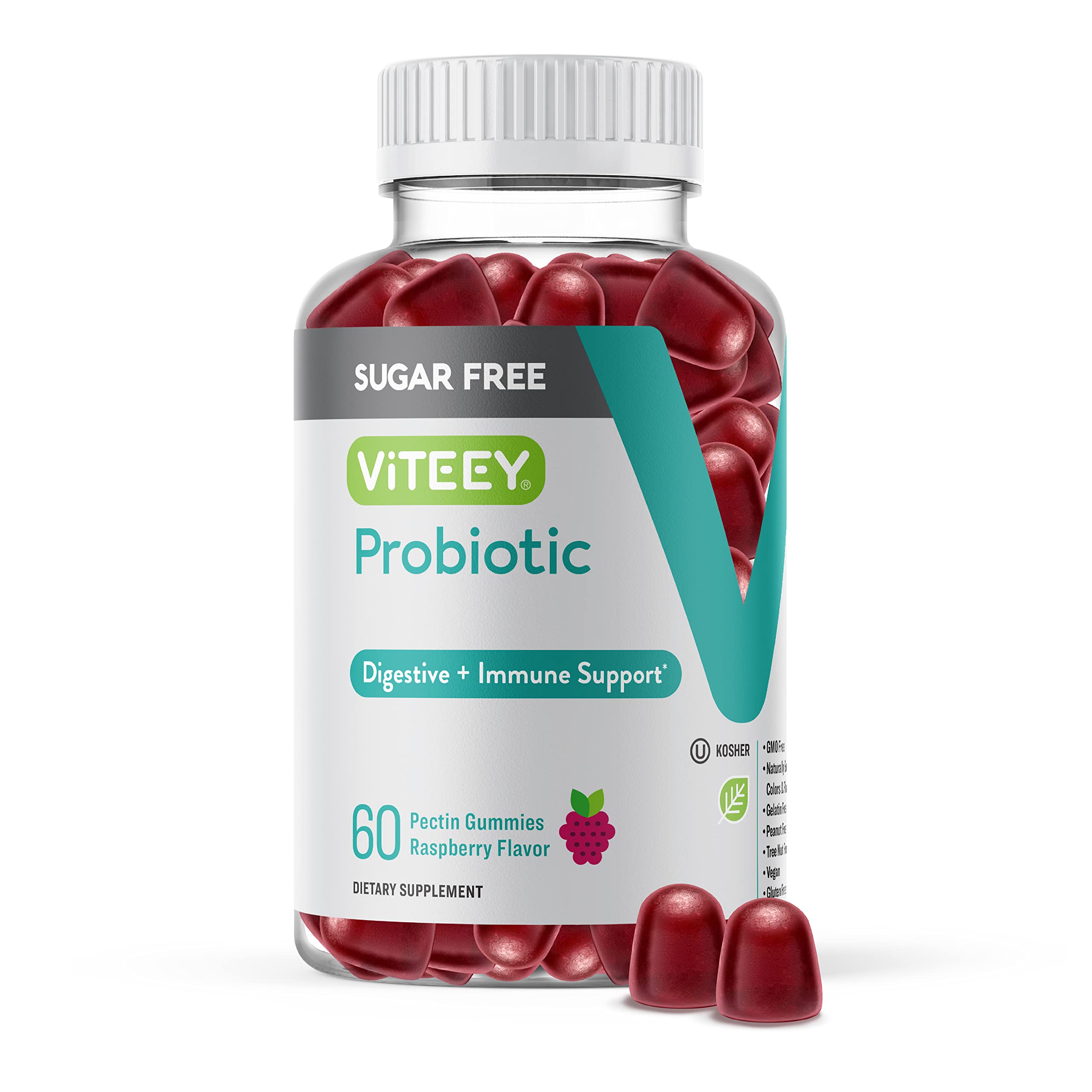 Viteey Probiotic Gummies, 2 Billion CFU