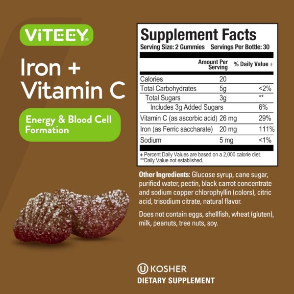 Frasco Viteey Iron Gummies
