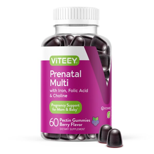 Viteey multivitaminas prenatal gomitas sabor frutos rojos botella