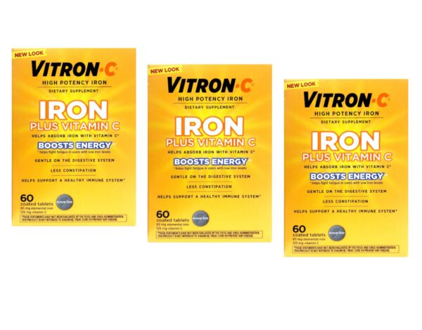 Vitron-C etiqueta y botella de hierro