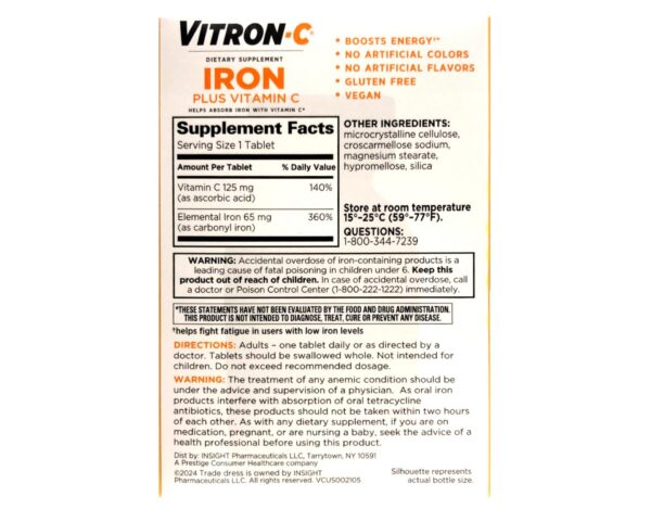 Vitron-C tableta y empaque