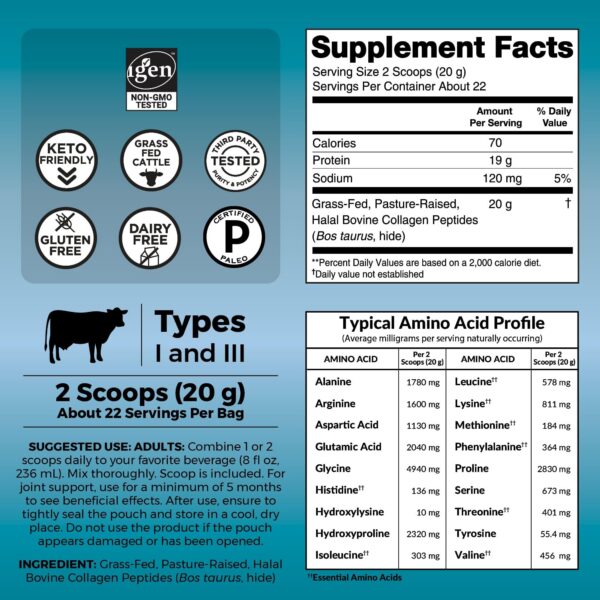 Etiqueta de Viva Naturals Colágeno hidrolizado en polvo
