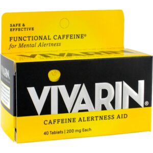 Caja de tabletas Vivarin ayuda alerta con cafeína paquete de 2