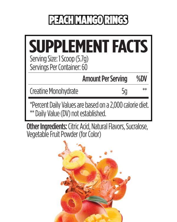 Frasco de creatina monohidratada VMI Sports - etiqueta