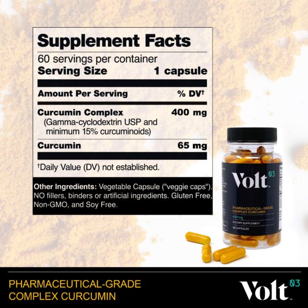 Volt03 suplemento natural cápsulas de cúrcuma 400 mg envase