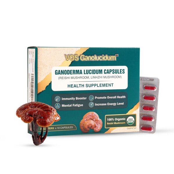 Version 1.0.0 VOS GANOLUCIDUM cápsulas hongo reishi rojo caja