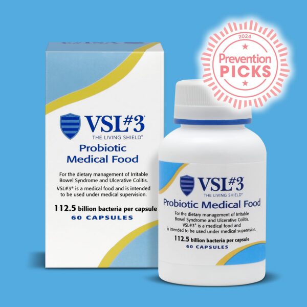 VSL#3 fórmula multi cepa para salud intestinal síntomas ibs caja
