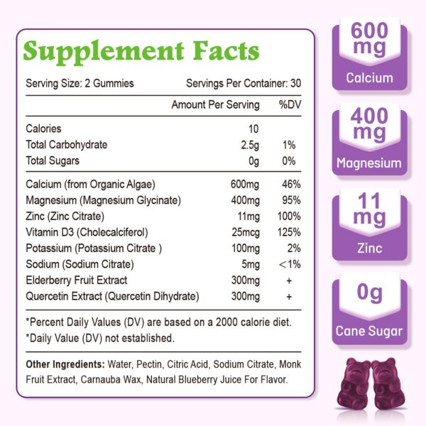 Etiqueta de VZOXAINS gomitas calcio