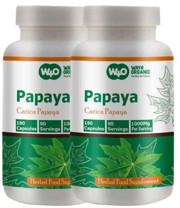 Frasco frontal WAY 4 ORGANIC W4O Papaya Leaf Extract Cápsulas