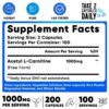 Etiqueta del producto acetil L-carnitina 1000 mg