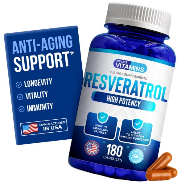 Frente del frasco We Like Vitamins Resveratrol 1000 mg