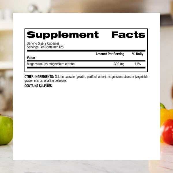 Cápsulas magnesio citrato sobre fondo