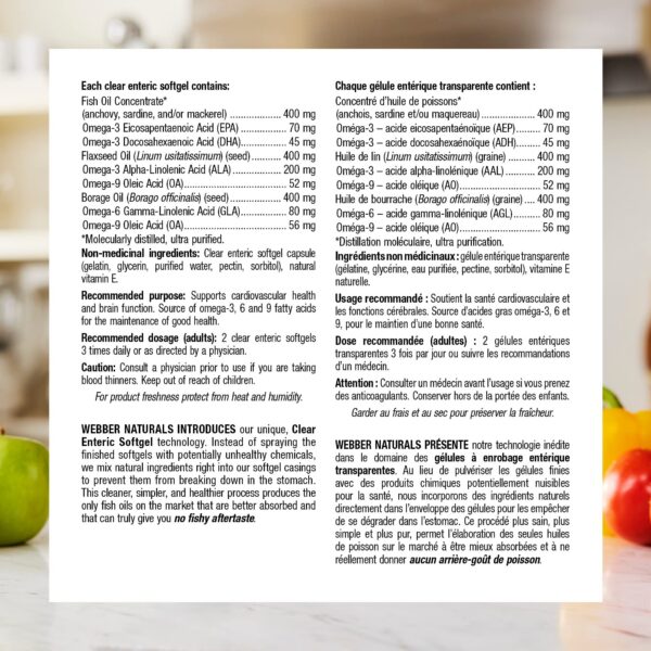 Etiqueta nutricional de omega 3-6-9