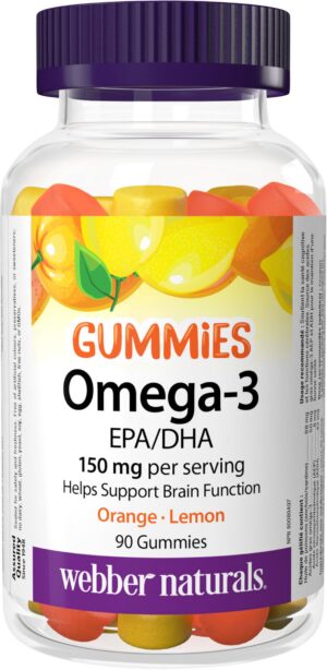 Frente de las gomitas Omega-3 Webber Naturals
