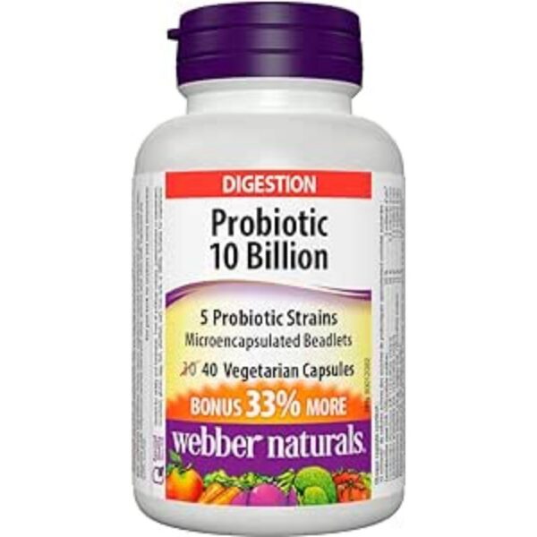 Webber Naturals probiótico 10 mil millones cápsulas vegetarianas presentación frontal