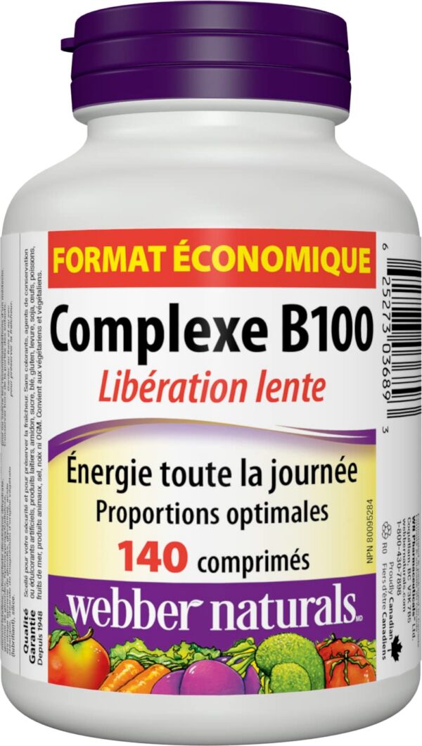 Frasco Webber Naturals Vitamin B100 Complex con etiqueta