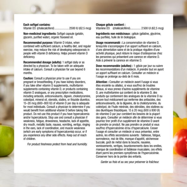 Presentacion de Webber Naturals Vitamina D3 2500 UI