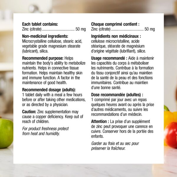 Version 1.0.0 Frasco de zinc citrato Webber Naturals 180 tabletas