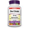 Vista frontal Webber Naturals Zinc Citrato 50 mg