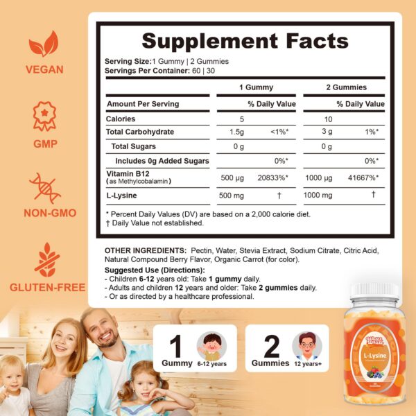 Etiqueta de Well&Whole L-Lisina Gummies 1000 mg