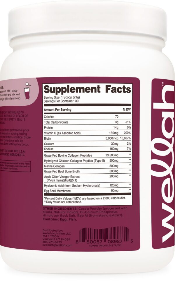 Cuchara medidora junto al envase de Wellah Afterglow