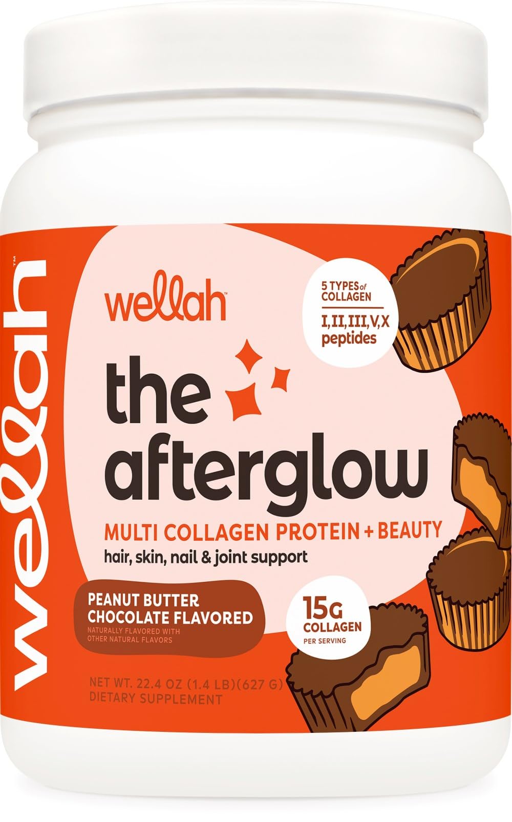 Wellah Afterglow Collagen, Peanut Chocolate Flavor
