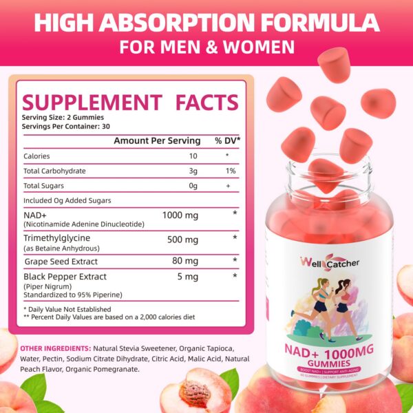 Etiqueta frontal Wellcatcher NAD+ Gomitas