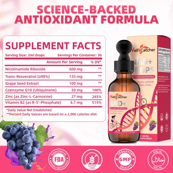 Etiqueta frontal NAD+ Wellcatcher