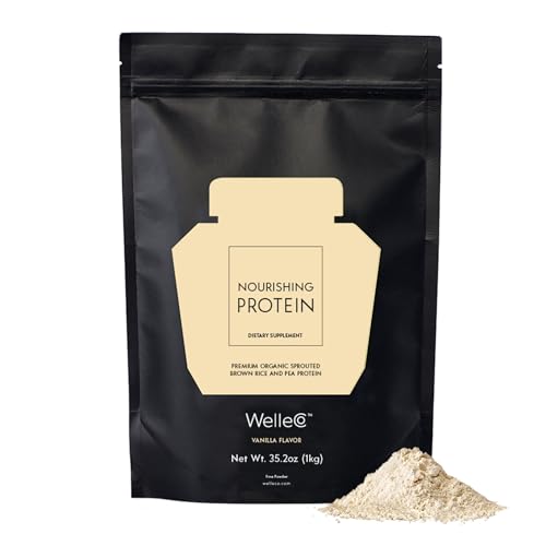 Proteína vegana en polvo WelleCo vainilla frente al envase