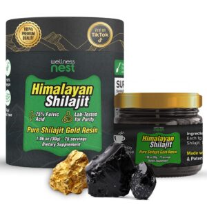 Wellness Nest Shilajit Gold Resin envase dorado
