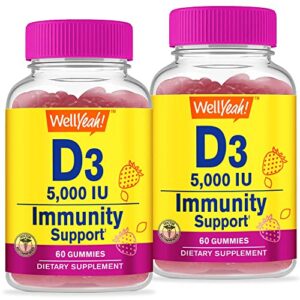 Frasco WellYeah vitaminas D3 5000 UI gummies sabor fresa paquete 2