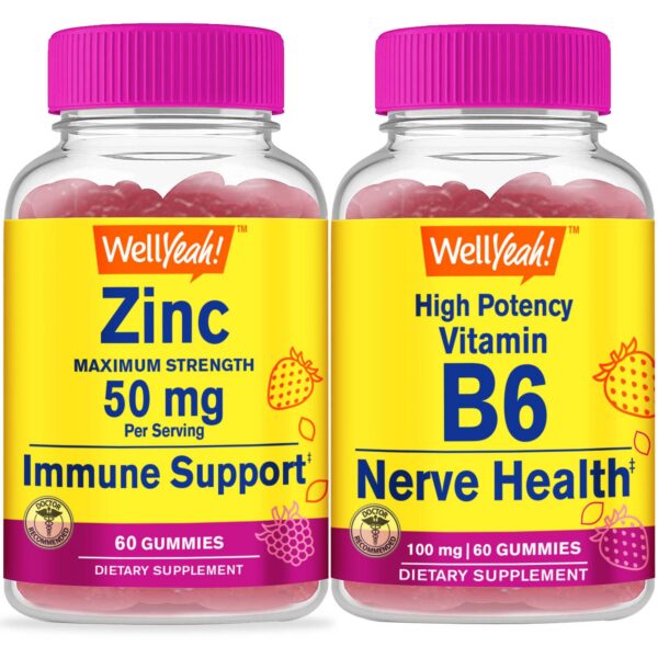 Frasco frontal WellYeah Zinc B6 gomitas