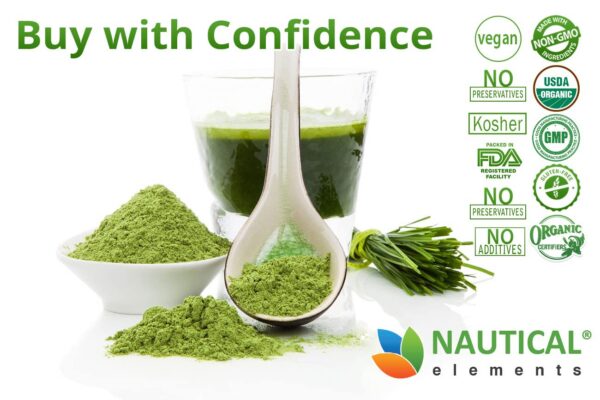 Version 1.0.0 Etiqueta frontal del polvo de hierba de trigo orgánico