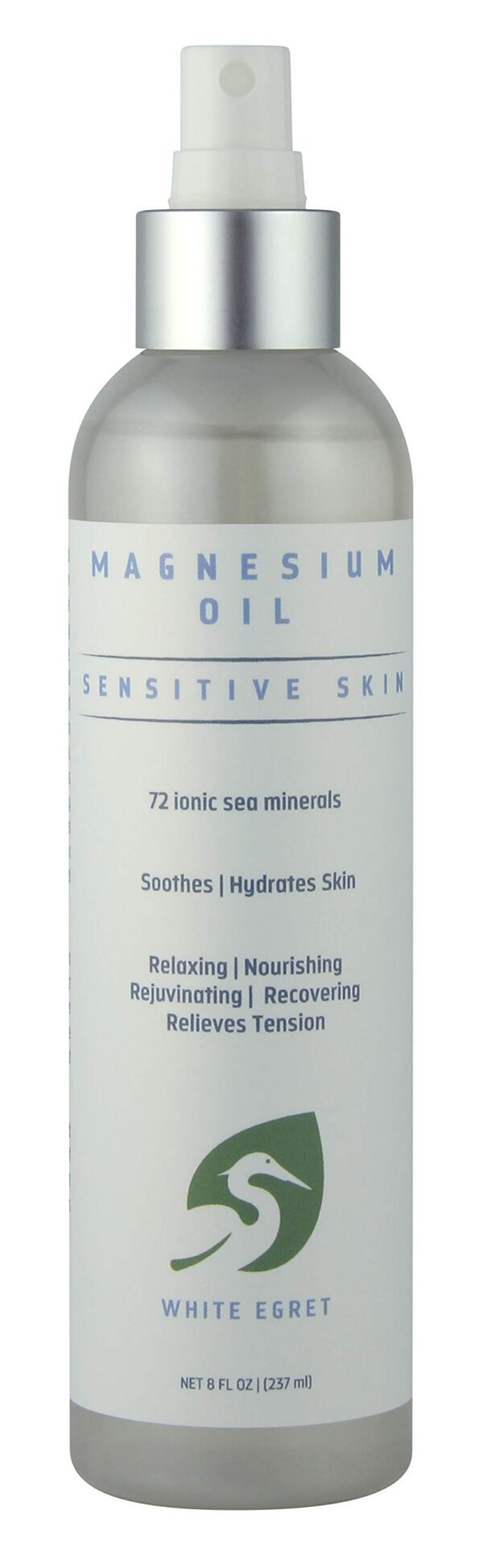 Version 1.0.0 White Egret spray magnesio frente del envase