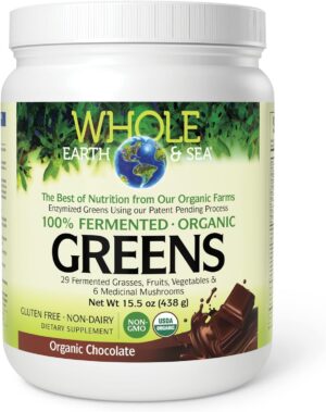 Whole Earth & Sea Greens Fermentados Orgánicos, sabor chocolate