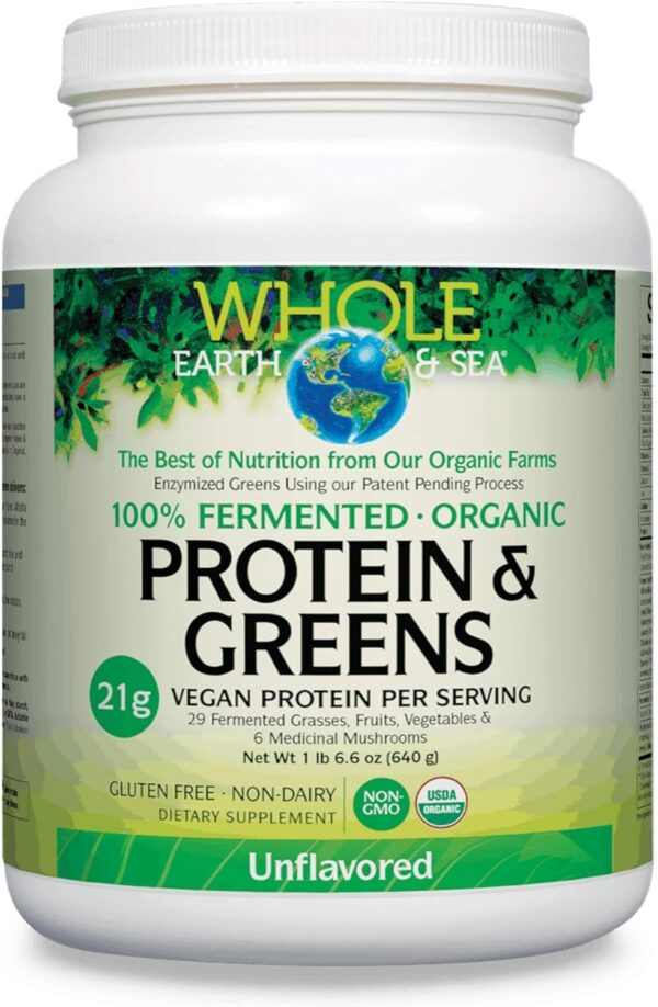 Whole Earth & Sea Natural Factors proteína fermentada 9 oz