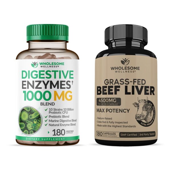 Frente del envase Wholesome Wellness Enzimas Digestivas