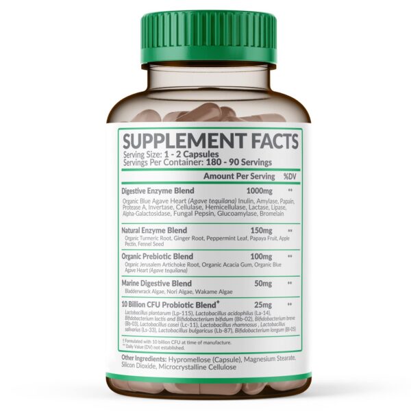 Etiqueta de ingredientes y listado de prebióticos