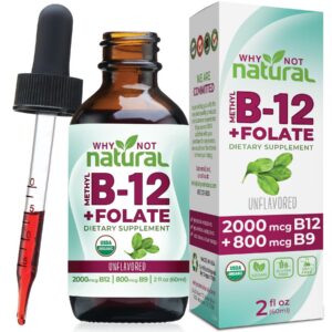 Why Not Natural vitamina B12 líquida con folato gotas rojas orgánicas