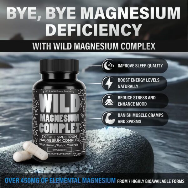 Caja del producto Wild Foods Magnesium Complex y Ashwagandha